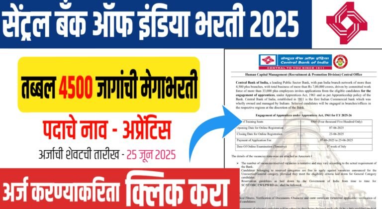 Central Bank of India Apprentice Bharti 2025